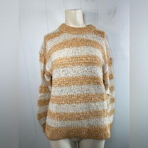 Madewell Striped Knit Sweater in Cream and Tan Size S